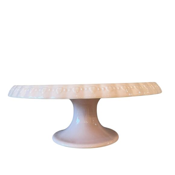 Pastel Pink Valentines Heart Embossed Pedestal Cake Stand Made in Portugal New - Picture 5 of 16
